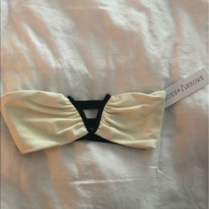 Boys + arrows white black bikini top xs